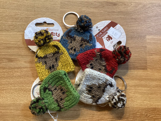 Knitted Woolly Hat Keyring Assorted Colours