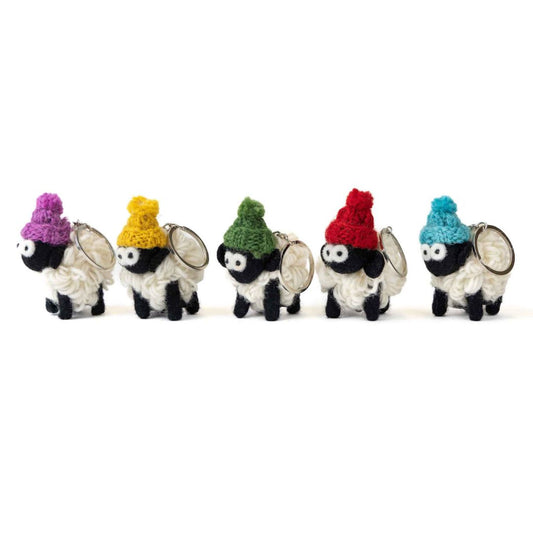 Erin Knitwear Bobble Hat Sheep Keyring