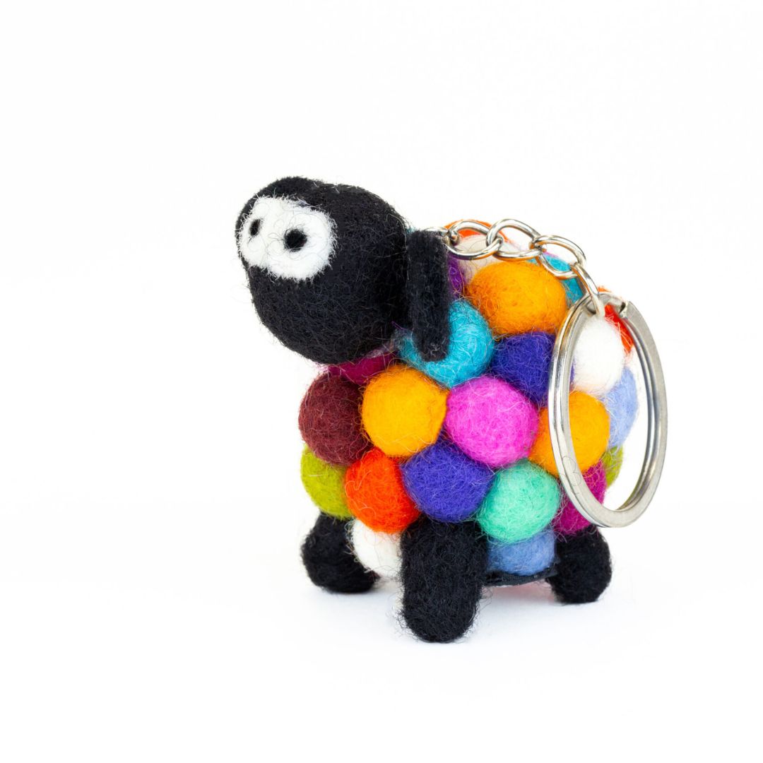 Erin Knitwear Felt Sheep Keyring - Multicolour