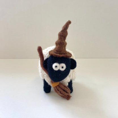 Erin Knitwear Halloween Medium Sheep with Hat and Broom