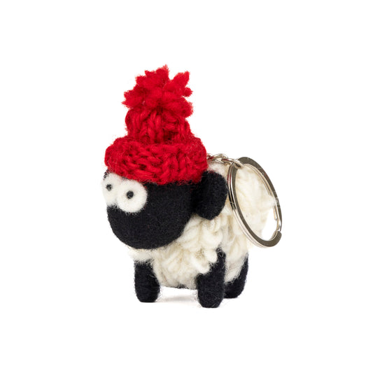 Erin Knitwear Bobble Hat Sheep Keyring