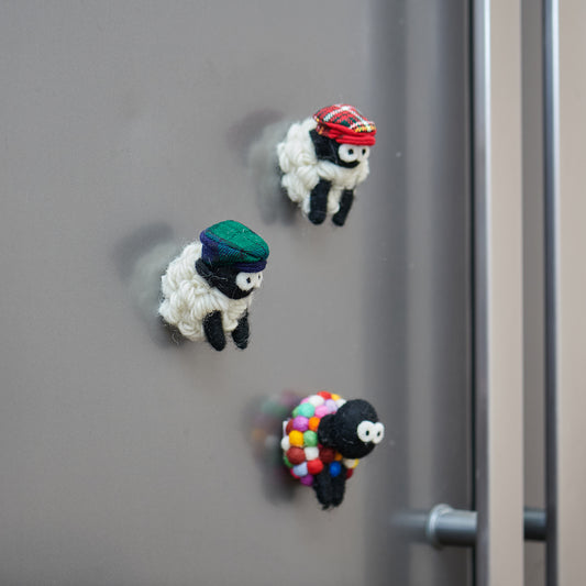 Erin Knitwear Sheep Magnet with Tartan Flatcap