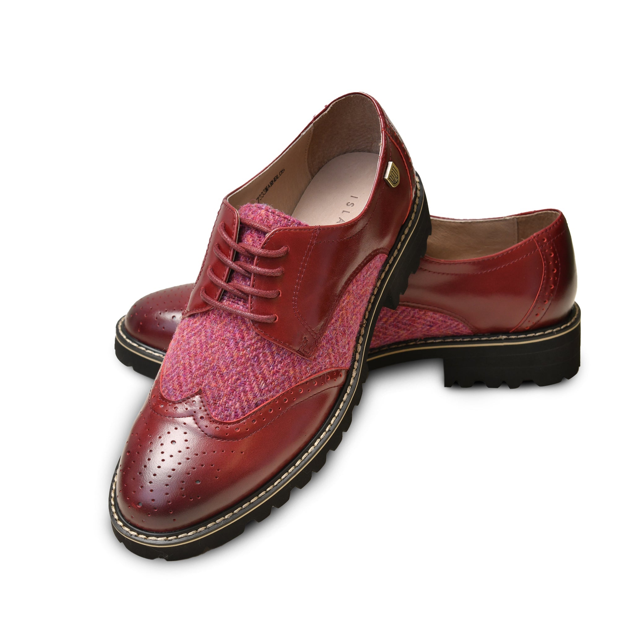 Italian Leather & Authentic Harris Tweed Ladies Brogues