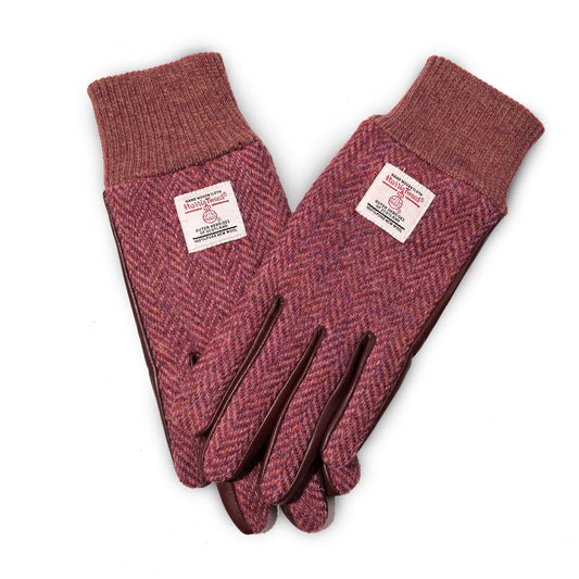 Maroon Herringbone Knitted Cuff Ladies Gloves