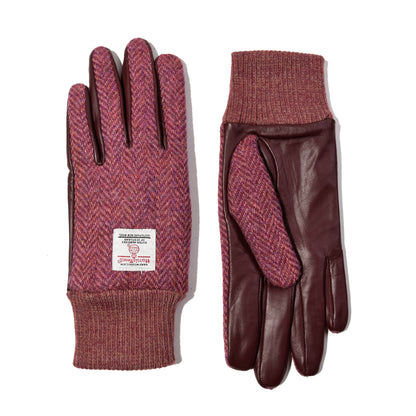 Maroon Herringbone Knitted Cuff Ladies Gloves