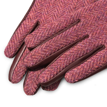 Maroon Herringbone Knitted Cuff Ladies Gloves